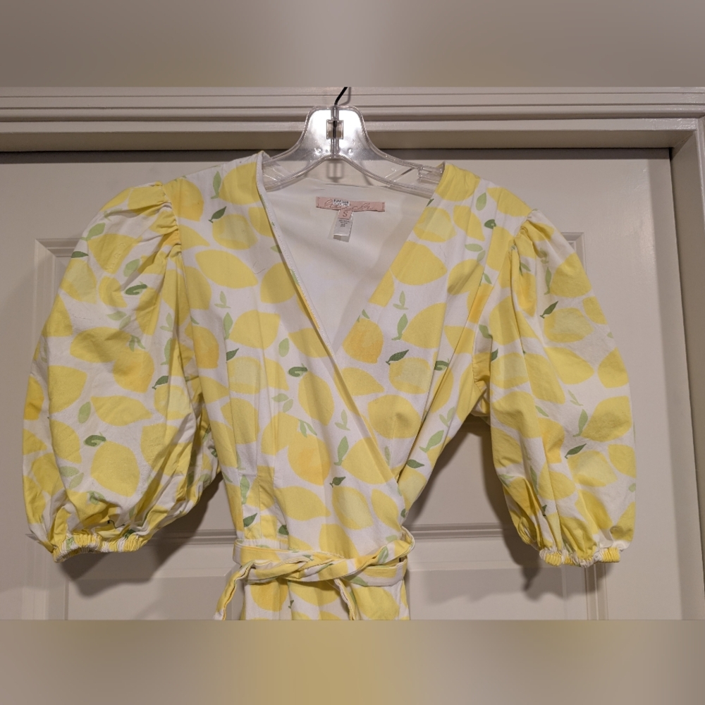 Anthropologie Hutch Yellow and Green Lemon Print Maxi Dress